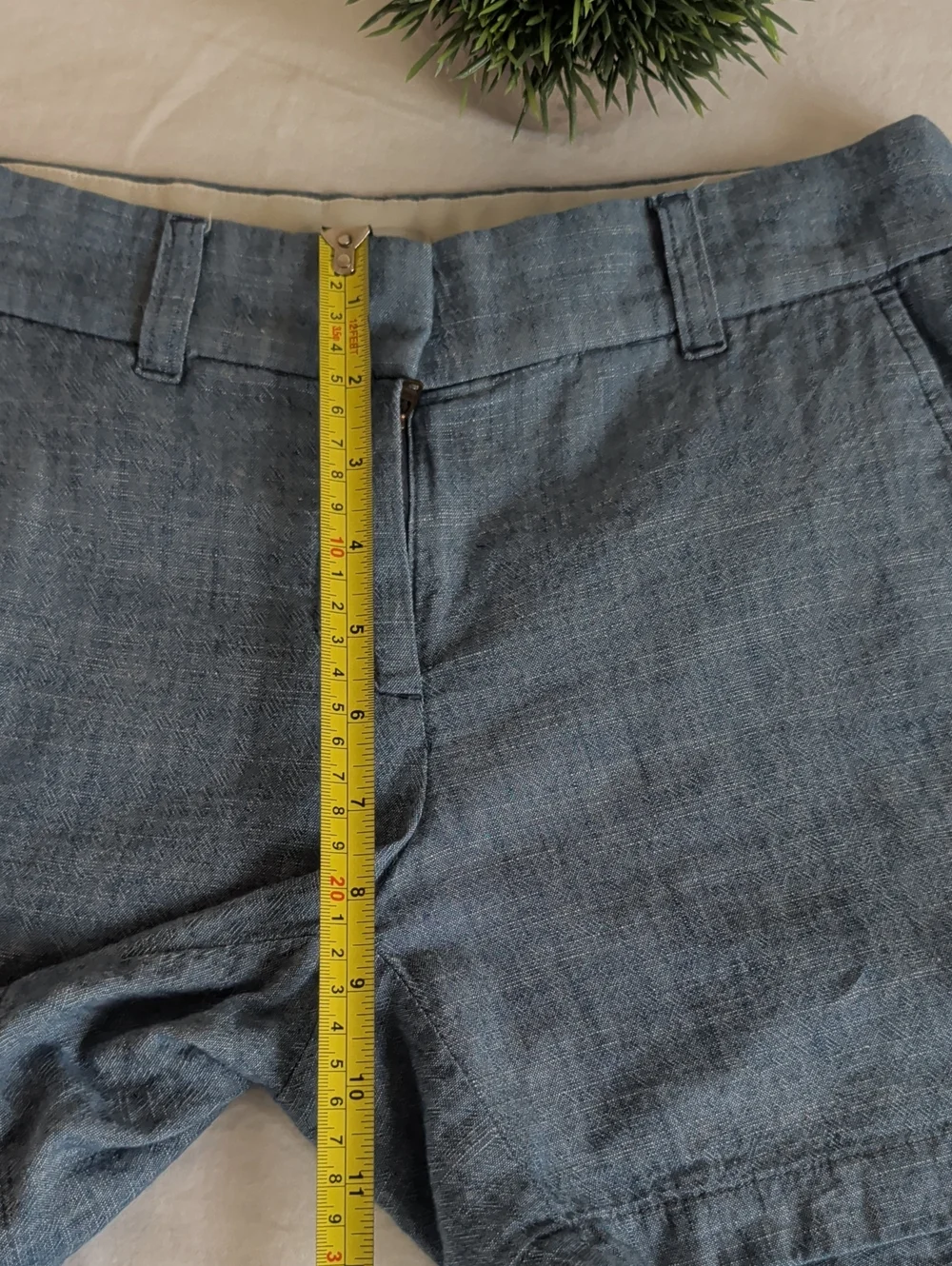 J. Crew Heathered Blue Linen Like 100% Cotton Casual Shorts